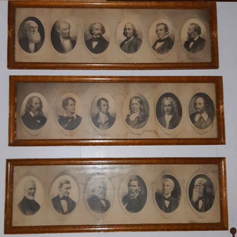 RARE **** Three old prints of American authors and poets. 1902